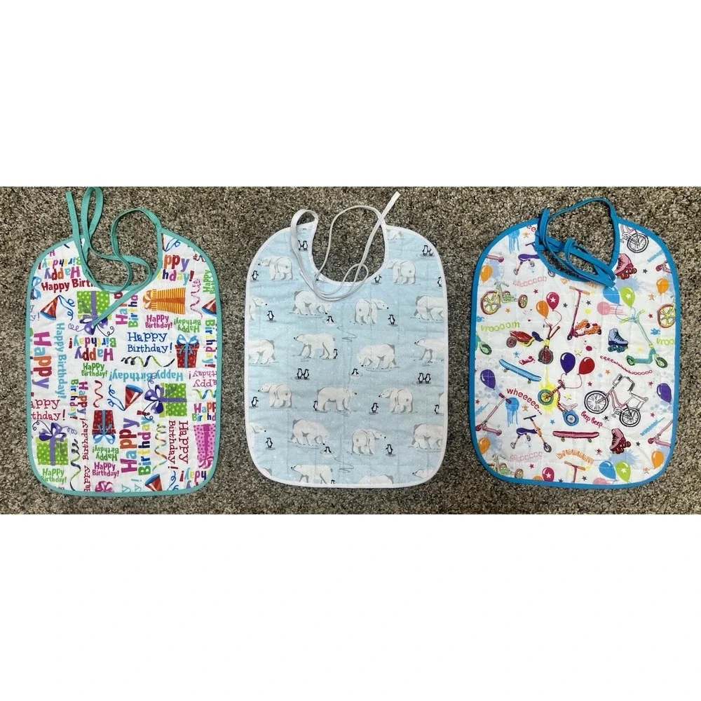 Lot Of 6 Quilted Handmade Bibs Assorted Large Size‎ 12